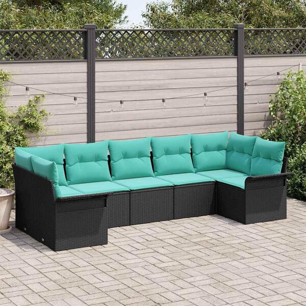 Maison Exclusive - Záhradný set pohoviek s vankúmi 7 ks ierny Poly Rattan