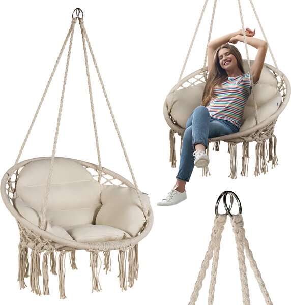 Luverno® závesné kreslo s vankúom – priemer 62 cm – do 150 kg – vak na sedenie, hojdaka na vonkajie pouitie, do záhrady, na balkón, do domácnosti