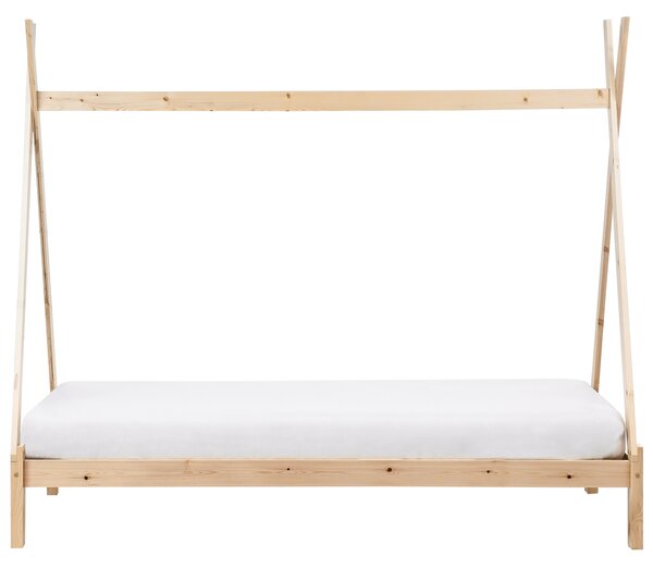 Detská posteľ teepee svetlohnedá borovicové drevo 90 x 200 cm jednolôžko pre deti lamelový rám postele
