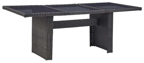 Maison Exclusive – Záhradný jedálenský stôl, ierny, 200 x 100 x 74 cm, sklo a poly ratan