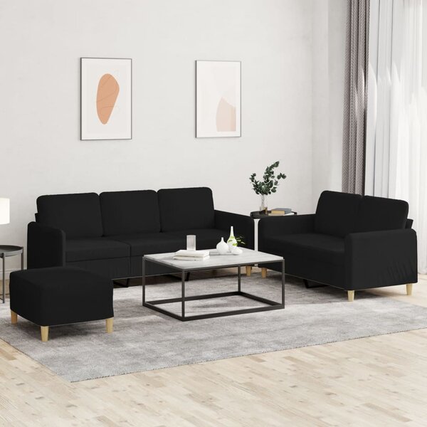 Maison Exclusive – 3-dielna sedacia súprava s vankúšmi, čierna látka