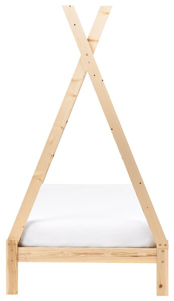 Detská posteľ teepee svetlohnedá borovicové drevo 90 x 200 cm jednolôžko pre deti lamelový rám postele