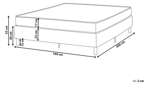 Kontinentálna posteľ bez čela svetlosivá polyester čalúnený rám 160 x 200 cm pružinový matrac spálňa