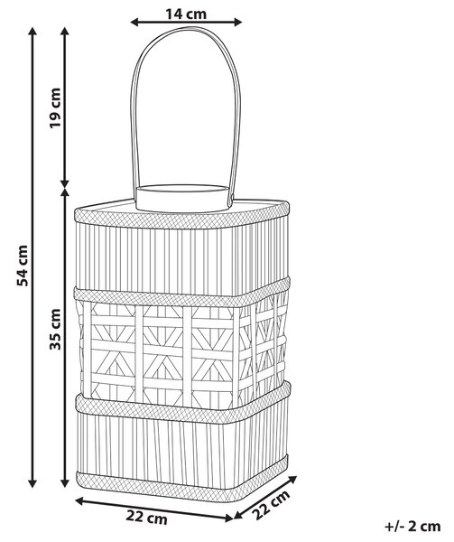 Lampáš prírodný bambusové drevo 35 cm so skleneným svietnikom boho dizajn dekorácie doplnky