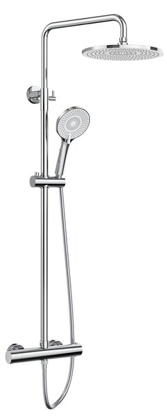 Sprchový systém Rainsworth s termostatom, okrúhla sprcha 25 cm ABS, 3 režimy prúdu, sprchová súprava 92-126 cm, chróm