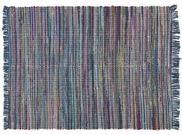 Koberec modrý bavlnený 160 x 230 cm so strapcami obdĺžnikový ručne vyrobený boho eklektický