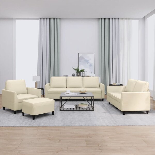 Maison Exclusive – 4-dielna sedacia súprava s vankúšmi, krémová umelá koža