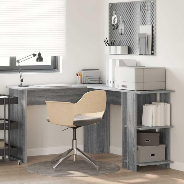 Maison Exclusive – Rohový písací stôl, materiál: sivý drevodekor Sonoma