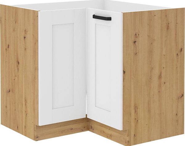 Kondela Dolná rohová kuchynská skrinka Lula 89x89 ND 1F BB - biela / dub artisan