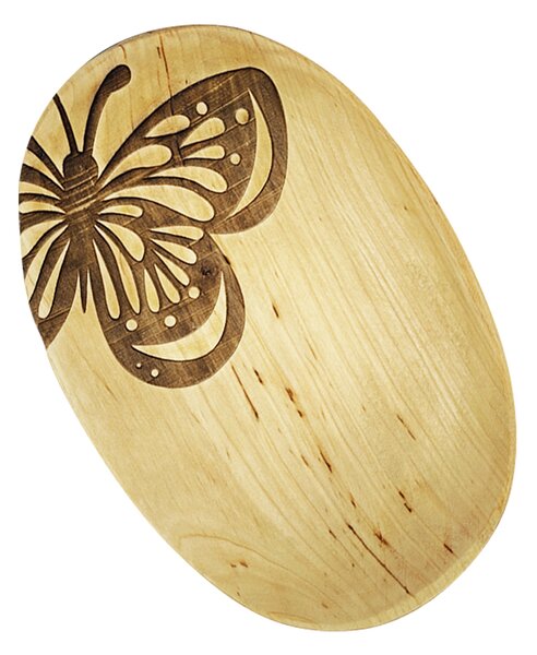 AMADEA Drevený servírovací motýlí podnos, masívne drevo, 22 cm