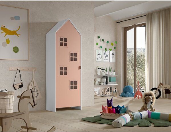 Biela/ružová detská šatníková skriňa 58x172x37 cm Casami Bruges – Vipack