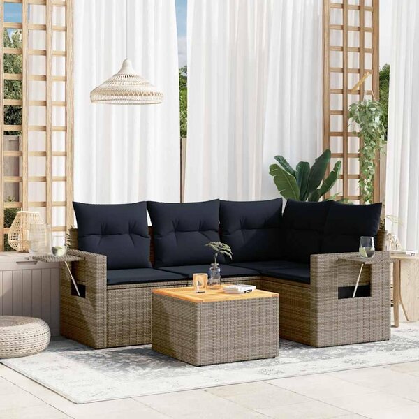 Maison Exclusive – 5-dielna záhradná súprava s vankúšmi, sivá, polyratan