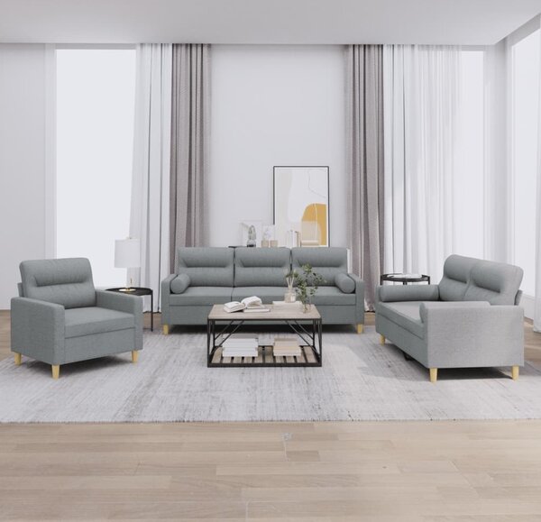 Maison Exclusive – 3-dielna sedacia súprava s vankúmi, svetlosivá látka