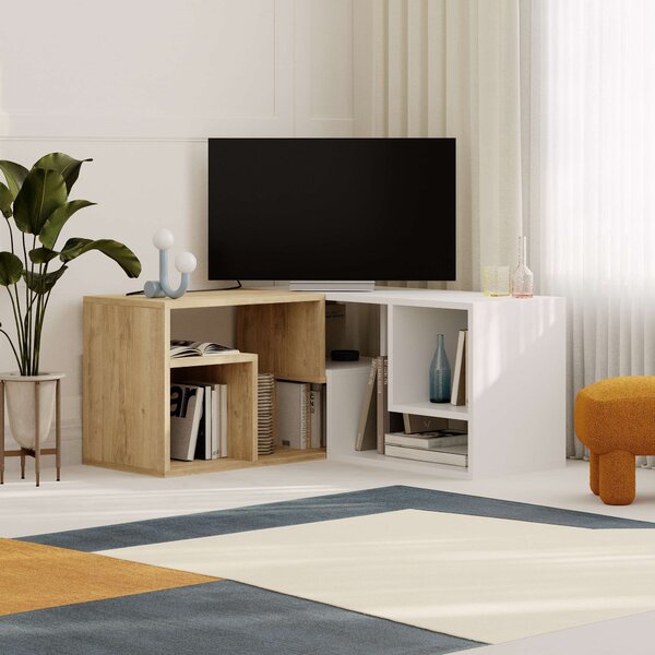 Televízny stolík Houseland Glis dub zafírový/biely