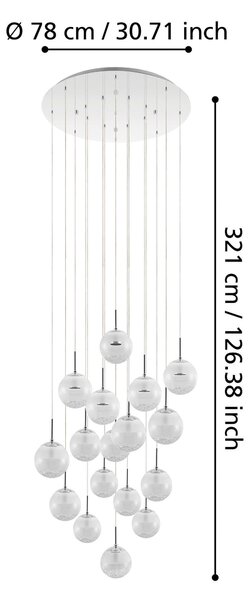 KRIŠTÁĽOVÉ ZÁVESNÉ SVIETIDLO, 78/320 cm Eglo - Online Only bytové doplnky, Online Only