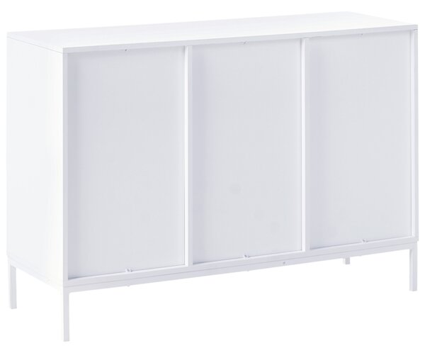 Skrinka s 2 dvierkami biela MDF minimalistický dizajn moderný úložný nábytok drážkovaný dizajn obývacia izba spálňa