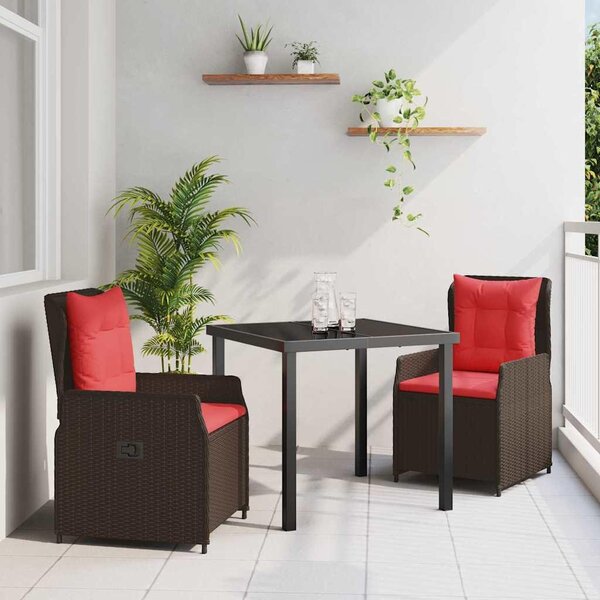 Maison Exclusive – Záhradná jedálenská súprava, 3 kusy, hnedý polyratan