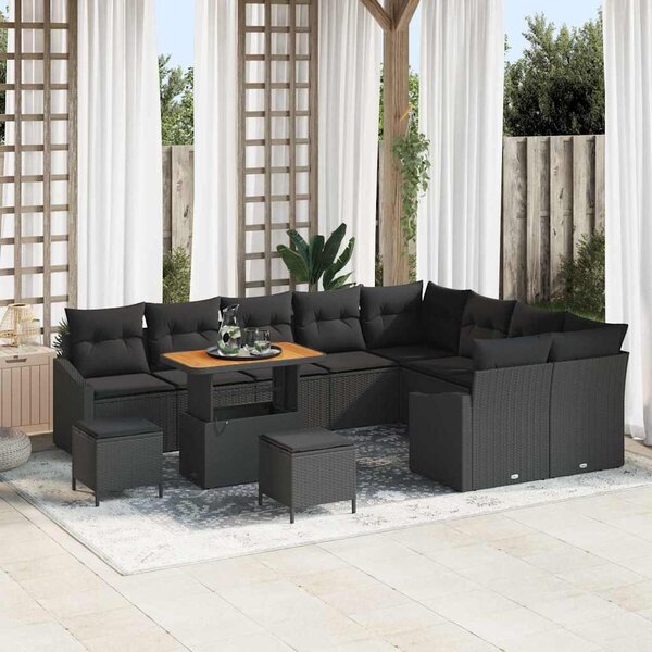 Maison Exclusive - Záhradný nábytok s vankúmi 12 ks ierny Poly-rattan