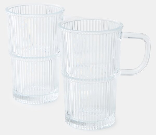 Sinsay - Ryhované hrnčeky – 2 kusy - clear