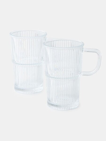 Sinsay - Ryhované hrnčeky – 2 kusy - clear