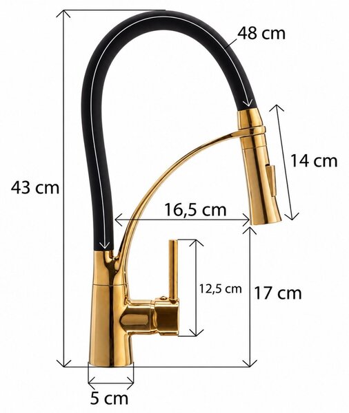 Erga Yoka, drezová batéria s pohyblivým ramenom, zlatá matná/čierna, ERG-YKA-BZ.ZEFIR-GLD