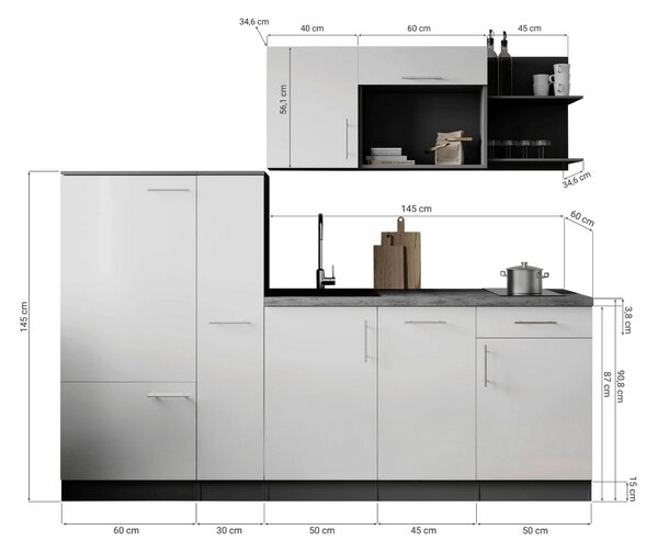 KUCHYNSKÝ BLOK 235 cm Respekta - Online Only kuchyne, Online Only