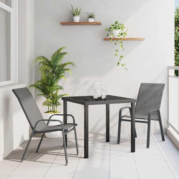 Maison Exclusive – Záhradná jedálenská súprava, 3-dielna, sivá a ierna