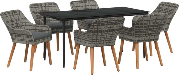 Maison Exclusive - Záhradný jedálenský set s vankúom 7 pcs Sivá polyratan