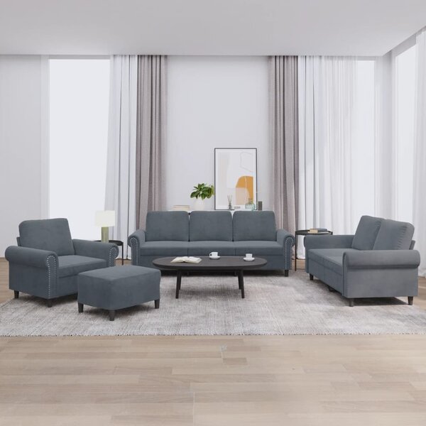 Maison Exclusive – 4-dielna sedacia súprava s vankúšmi, tmavošedý zamat