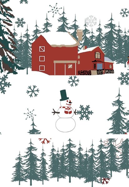 Polybavlnené obliečky SNOWY HOUSES POLY biele Rozmer obliečky: 70 x 90 cm | 140 x 200 cm
