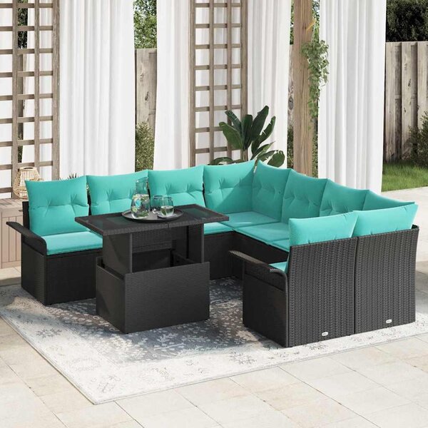 Maison Exclusive - Záhradný nábytok s vankúmi 9 ks ierny Poly Rattan