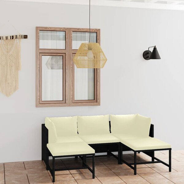Maison Exclusive – 5-dielna záhradná súprava s vankúmi z polyrotangu, ierna