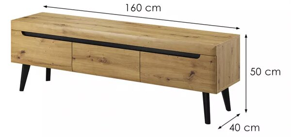 Piaski Televízny stolík Nordi 160 cm čierna/orech remeselný