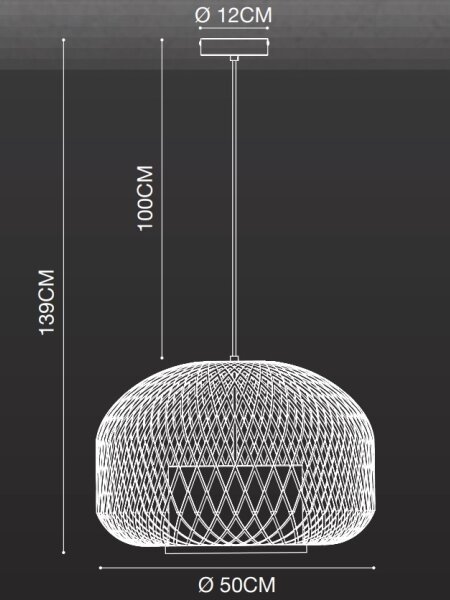 Nordlux - Luster na lanku HISOKA 1xE27/40W/230V čierna/bambus