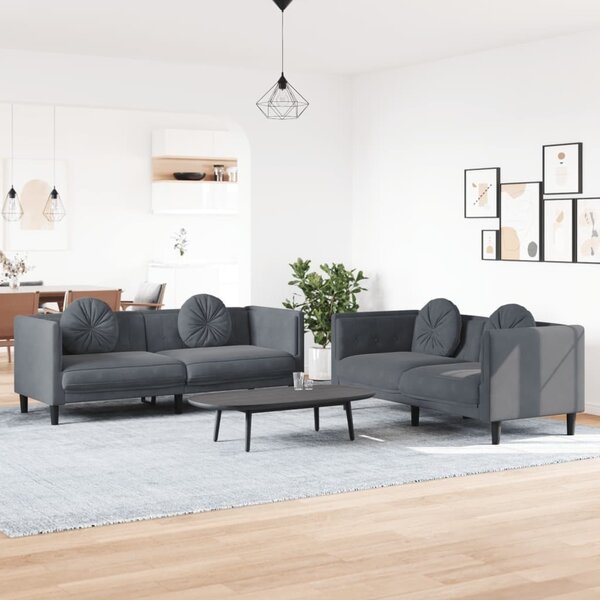 Maison Exclusive – 2-dielna sedacia súprava s vankúšmi, tmavosivý zamat