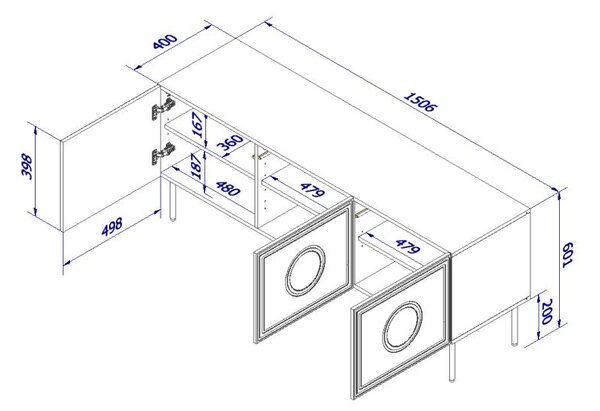 HALMAR Televízny stolík Palazzo 150 cm čierny/dub craft