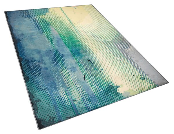 Koberec viacfarebný modrá zelená polyester 140 x 200 cm abstraktný akvarelový vzor moderný štýl obývačka spálňa