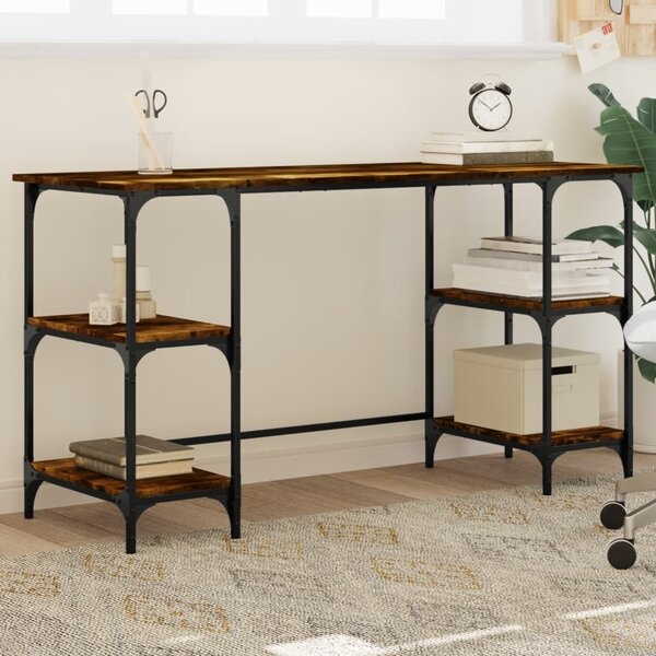 Maison Exclusive - písací stôl z dymového dubu 140x50x75 cm kov drevený materiál