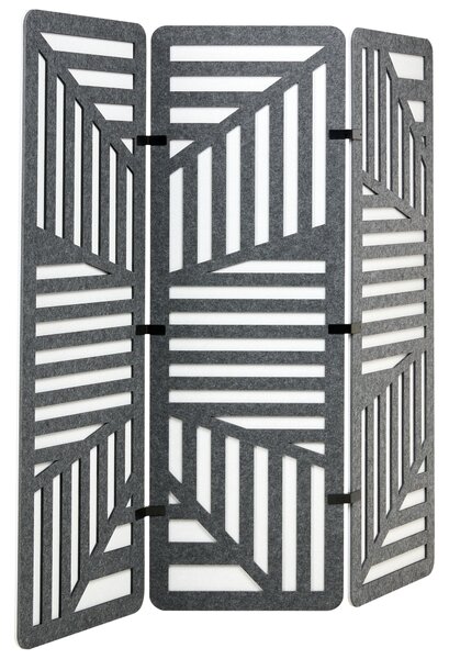 Paraván tmavosivá svetlosivá látkový 3-dielny oddeľovač ochrana súkromia zníženie hluku kancelárska deliaca stena doplnky kancelária