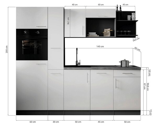 KUCHYNSKÝ BLOK 235 cm Respekta - Online Only kuchyne, Online Only
