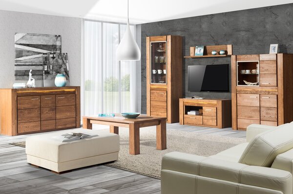 Szynaka Televízny stolík Velvet II 24 111 cm z masívu s LED osvetlením dub Rustikal