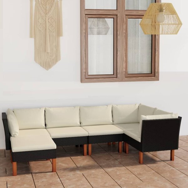 Maison Exclusive – 6-dielna záhradná súprava s vankúmi z polyrotangu, ierna