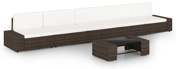 Maison Exclusive – 6-dielna záhradná súprava s vankúšmi, hnedá, polyratan