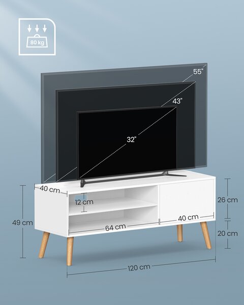 SONGMICS Televízny stolík Vasagle Droty biely