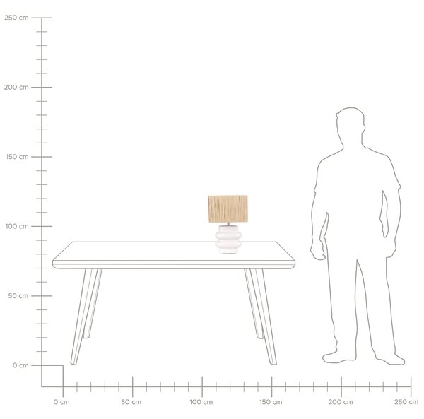 Stolná lampa biely keramický podstavec papierové tienidlo osvetlenie do interiéru minimalistický dizajn