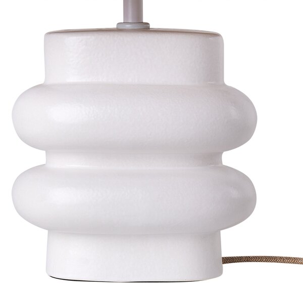 Stolná lampa biely keramický podstavec papierové tienidlo osvetlenie do interiéru minimalistický dizajn