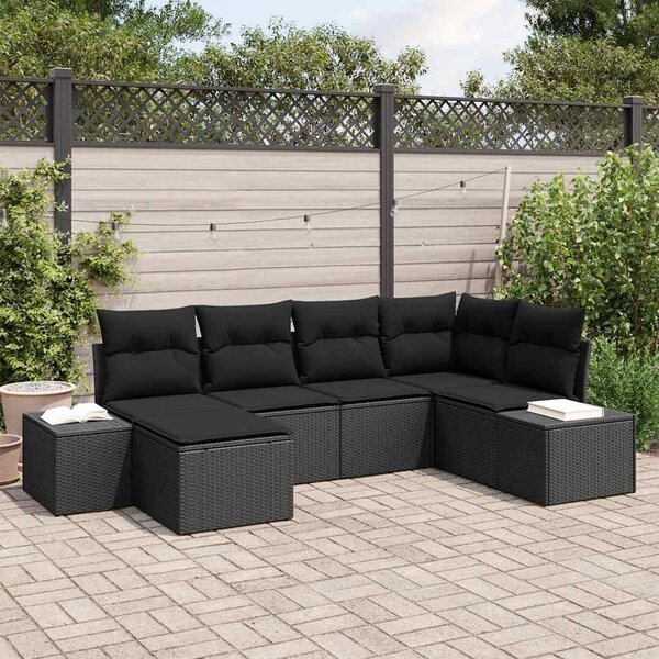 Maison Exclusive - Záhradný nábytok s vankúmi 6 ks ierny Poly-rattan
