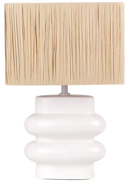 Stolná lampa biely keramický podstavec papierové tienidlo osvetlenie do interiéru minimalistický dizajn