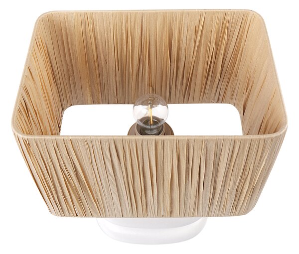 Stolná lampa biely keramický podstavec papierové tienidlo osvetlenie do interiéru minimalistický dizajn