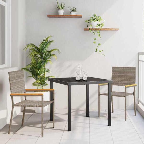 Maison Exclusive - Záhradná jedálenská súprava s vankúmi 3 ks sivá polyratanová